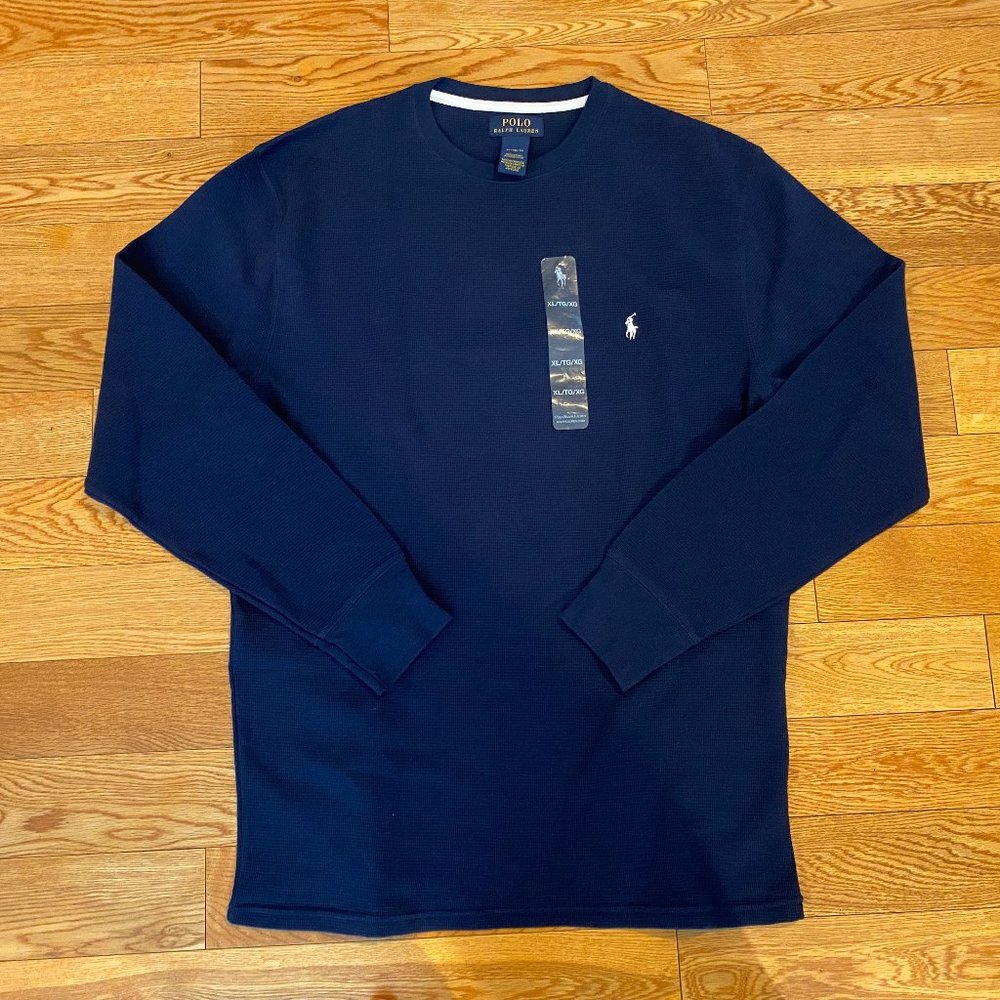 Polo Ralph Lauren Long Sleeve Cotton Knit Crewneck Pullover Navy Sweater NWOT